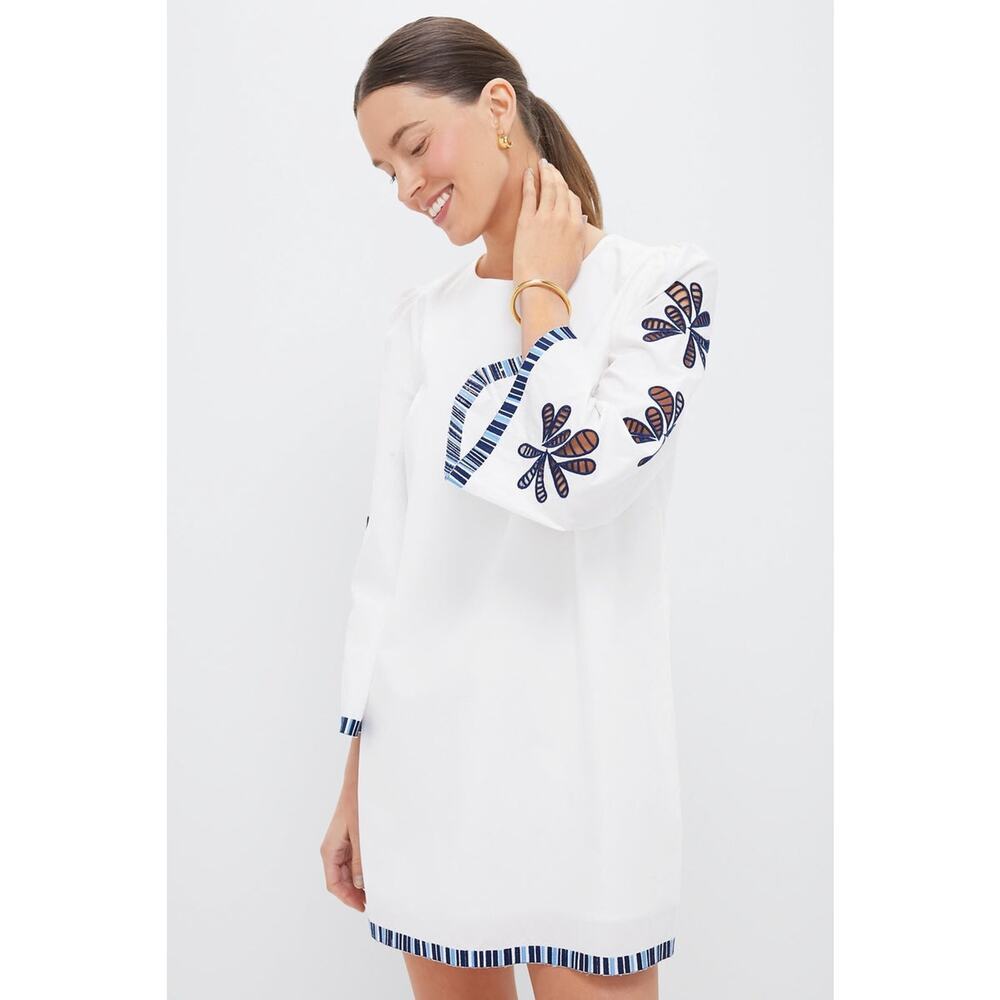 HYACINTH HOUSE White & Blue Embroidery Atlantic Mini Dress Size S NWT - Picture 6 of 7